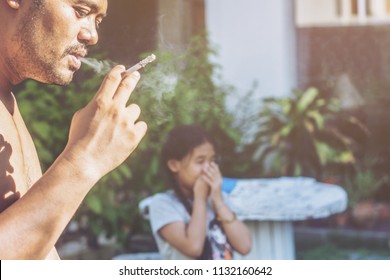 Smoking A Cigarette. Passive Smoking Concept