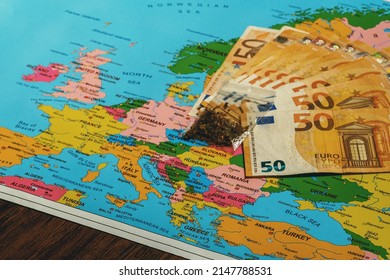 Smoking Mixture And Money On The Map Of Europe.