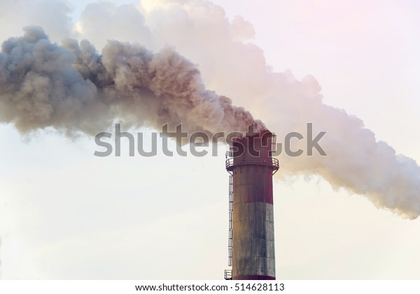 Smoking Pipes Of Thermal Power Plant Emitting Carbon Dioxide Into The