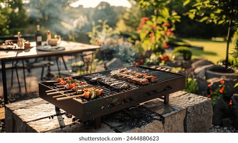 Smoky meat grilling for burgers. Fry on an open fire on the grill - bbq. - Powered by Shutterstock