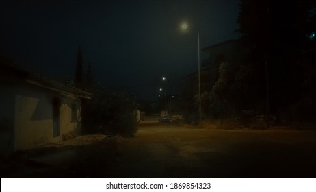 a smoky night and a secluded street