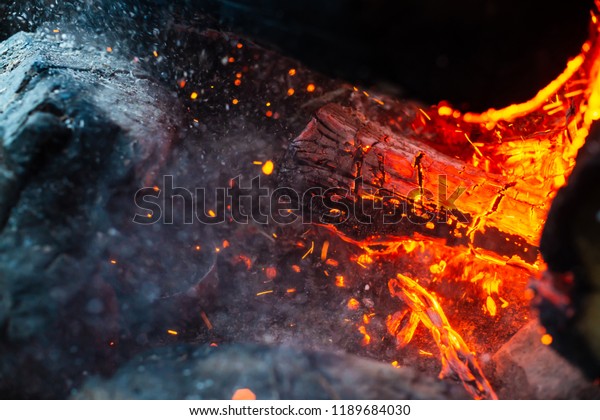 Smoldered Logs Burned Vivid Fire Close Stock Photo Edit Now