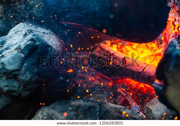 Smoldered Logs Burned Vivid Fire Close Stock Photo Edit Now