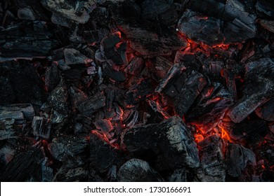 Smoldering charcoal in a barbecue