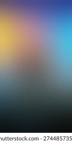 A smooth abstract gradient blending warm yellow, purple, and teal hues, evoking a serene sunset or twilight ambiance with soft blur effects.
