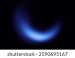 A smooth, diffused blue light gently spreads across the black background, creating a soft glowing effect. The gradient arc resembles a mysterious celestial phenomenon.