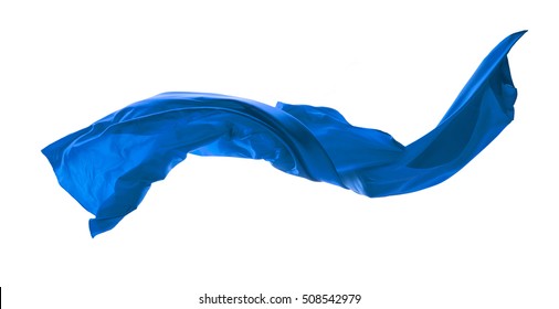 Smooth elegant blue satin cloth isolated on white background