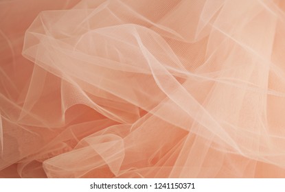 Smooth Elegant Cream Tulle Can Use As Wedding Background