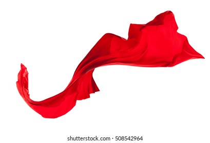 Smooth elegant red satin cloth isolated on white background