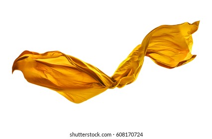 Smooth elegant yellow transparent cloth separated on white background. Texture of flying fabric. - Shutterstock ID 608170724