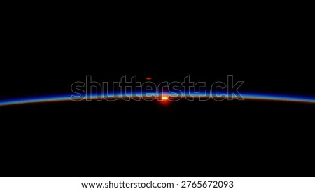 Smooth glowing light beam flow wave shaped neon. Straight neon laser line black background. Futuristic laser lines illuminating a darkened background. Elements of this image furnished by NASA