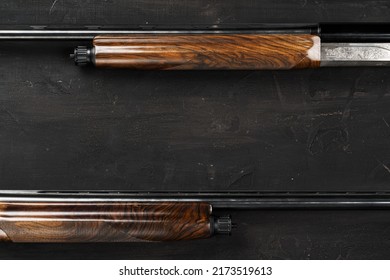 Smoothbore Hunting Gun On Black Background Close Up