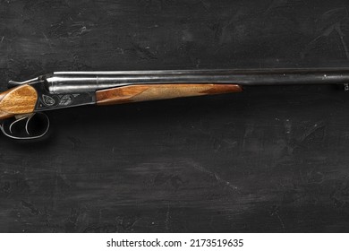 Smoothbore Hunting Gun On Black Background Close Up