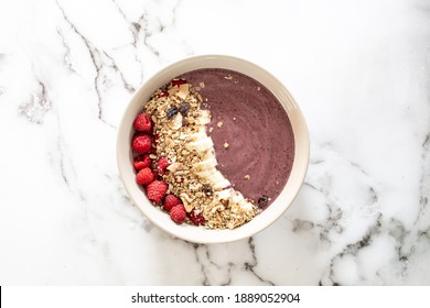 Smoothie Bowl Fruit And Granola Marble Counter Health Food Superfood Healthy