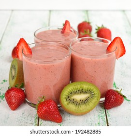 Smoothies of kiwi and strawberry on a white background - Powered by Shutterstock