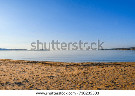 Similar – Foto Bild Bretonische Küste und Strand mit Granitfelsen an der Cote de Granit Rose