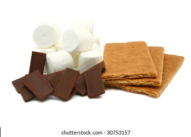 Smores Ingredients: Marshmallows, Chocolate, Graham Crackers