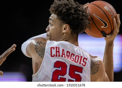 SMU Forward Ethan Chargois (25) During A NCAA Basketball Game Between The UCF Knights Vs SMU Mustangs February 10, 2019, At Moody Coliseum, Dallas, Texas. UCF Defeated SMU 71-65.