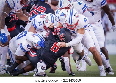 SMU Team Tackle During A NCAA Football Game Between The Lamar University Cardinals And Southern Methodist University Mustangs, September 10, 2022, At Gerald J. Ford Stadium, Dallas, Texas.