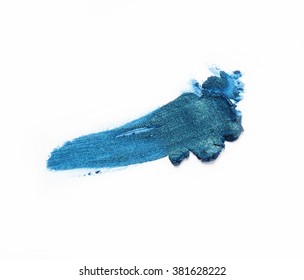 Smudge Blue Petrol Eyeshadow On White Background