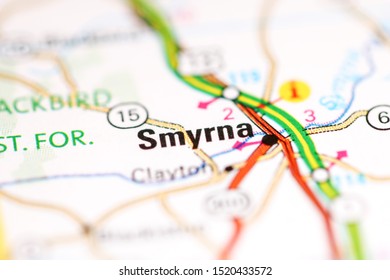 Smyrna. Delaware. USA On A Geography Map