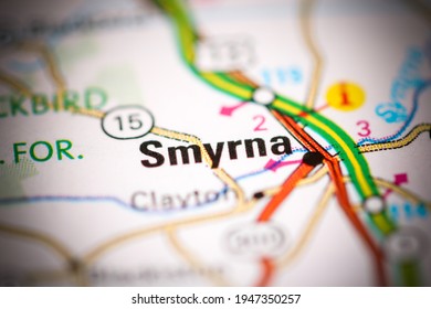 Smyrna. Delaware. USA On A Geography Map