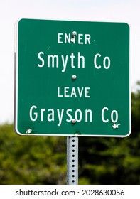 Smyth County And Grayson County Line, Road Sign In Virginia