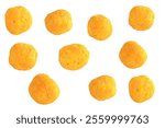 snack ball with cheese flavor isolated on white background. ring shaped snack with cheese flavor. 
