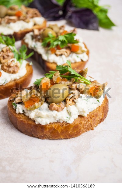Snack Bruschetta Baked Bread Oven Spread Stock Photo Edit Now