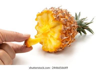 Snack pineapple picked with fingers