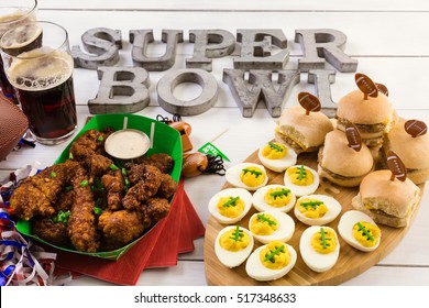 Snacks For Watching A Football Game. Super Bowl Day Party.