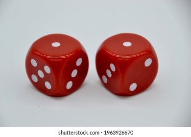 Snake Eyes Double One (1) On The Red Craps Dice In Studio Shot On White Background