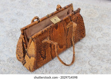 Snakeskin Handbag Brown Exotic Reptile Skin Bag