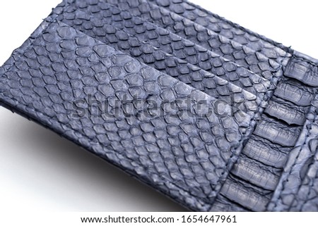 Snakeskin python leather wallet isolated on a white background.