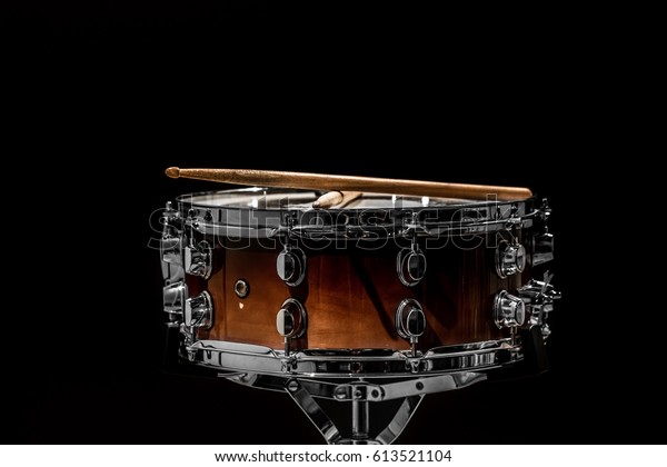 Snare On Black Background Musical Instrument Stock Photo (Edit Now