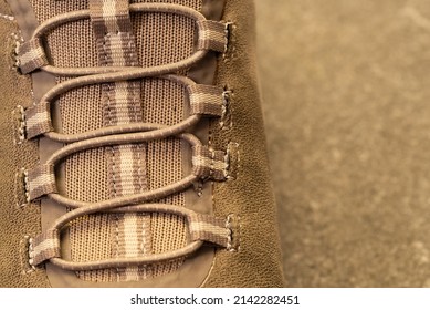 Sneaker With Laced Up Elastic Laces In Brown Tones