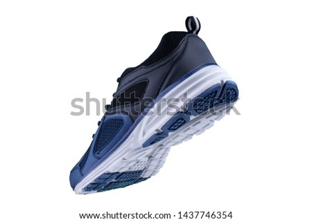 Sneakers black and blue. Sport shoes on white background
