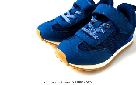 Sneakers, Blue, For A Child, On A White Background, Close-up Of No People,