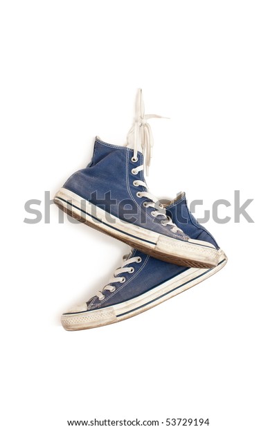 Sneakers Hanging On White Wall Stock Photo (Edit Now) 53729194