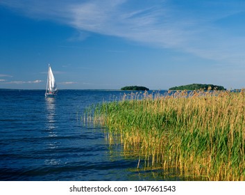 Sniardwy Lake, Masuria Region (Mazury), Poland - July, 2005: Sailboat On Sniardwy Lake