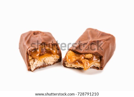 Snickers bar isolated on white background.