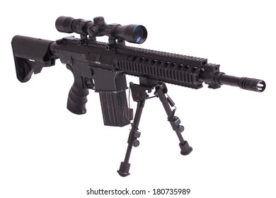 sniper rifle with bipod isolated on a white background