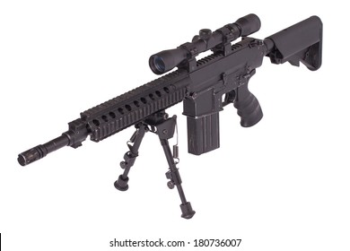sniper rifle with bipod isolated on a white background