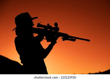 Sniper Rifle Silhouette Stock Photo (Edit Now) 123125920