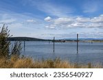 Snohomish river delta looking north where the river meets the Port Gardner in Everett Washington
