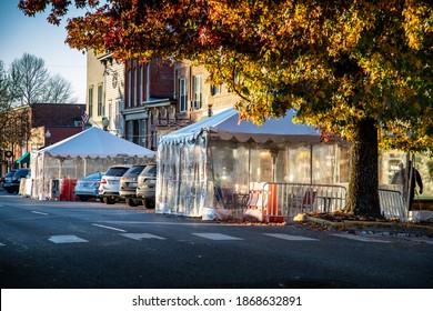 Snohomish WA. USA - 12-04-2020: Restaurant Provided Outdoor Dining Downtown Due To Covid Indoor Restrictions