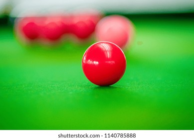 Snooker Is Aim The Cue Ball Focus On Red Ball On The Table