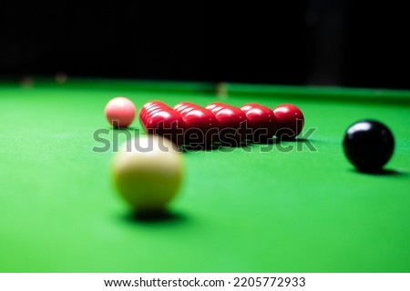Snooker ball on snooker table
