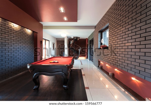 Snooker Table Luxury Interior Brick Walls Stock Photo 159566777 ...