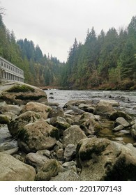 Snoqualmie Falls Hydroelectric Facility Located Near The Tourist Area Of Snoqualmie Falls Consisting Of A Divertion Dam Along With Two Power Houses. The Rocky River Bank Makes For Great Photos.